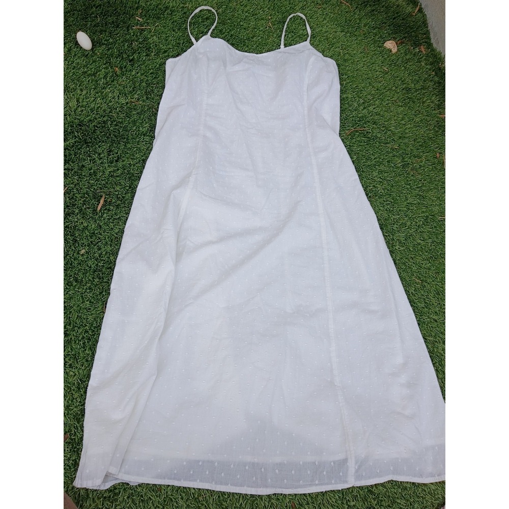 Old Navy White Swiss Dot Sundress Women's Large Sleeveless Spaghetti Strap Midi